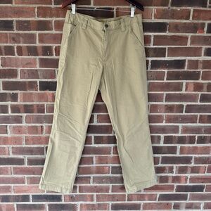 Carhartt Men’s Relaxed Fit Dark Khaki Canvas Work Pants 34 By 32